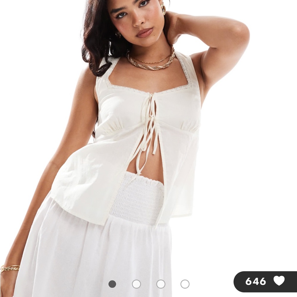 ASOS Cream Tie-Front Top NWT